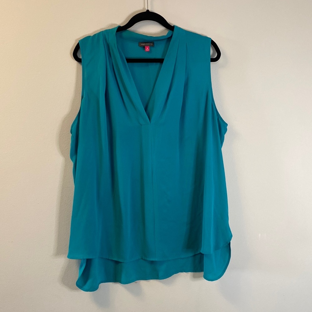 Vince Camuto Teal Shirred Sleeveless Top - 3X